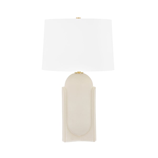 Hudson Valley Lighting Leeston 16 in. Table Lamp Aged Brass/Ceramic Moonstone Sand L4127-AGB/CMS - main