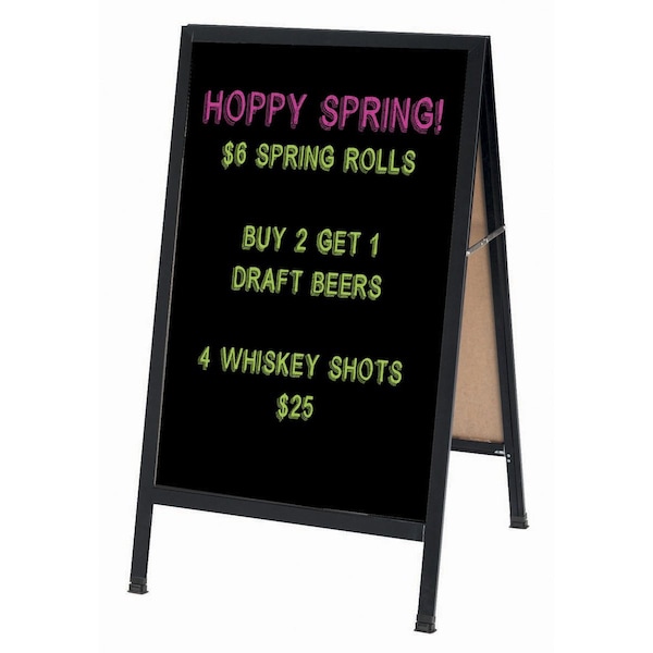 Aarco A-Frame Sidewalk Board, Black Melamine Markerboard and a Black Aluminum Frame, 42''Hx24''W BA-11 - main