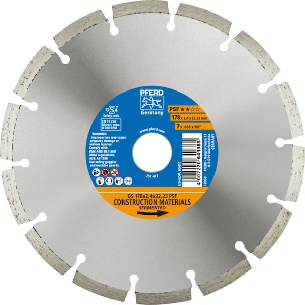 Pferd Diamond Segmented Cut-Off Wheel PSF, 6 in x 5/64 in x 7/8 in 55008 - main