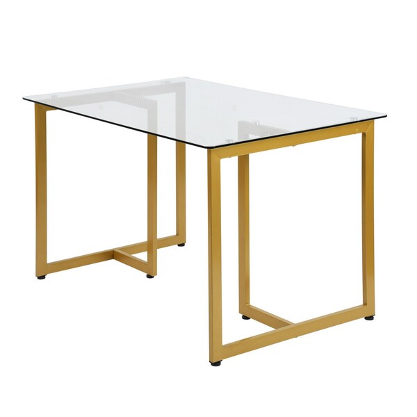 Homeroots 55" Clear And Gold Glass And Metal Sled Base Dining Table 568210 - main