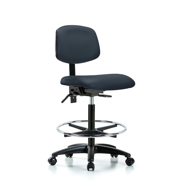 Blue Ridge Ergonomics High Bench Chair Desk Chair, Fabric, Chrome AA Glides, Gry, No Arms, 26" to 35" Height, Fabric BR-VHBCH-RG-T1-A0-CF-RC-8582 - main