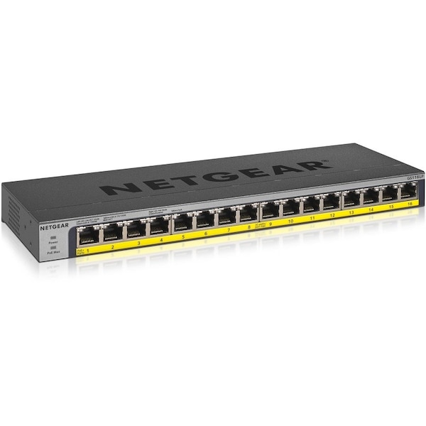Netgear 16-Port PoE/PoE+ Gigabit Ethernet Unmanaged Switch 76 Watt Power GS116LP-100NAS - main