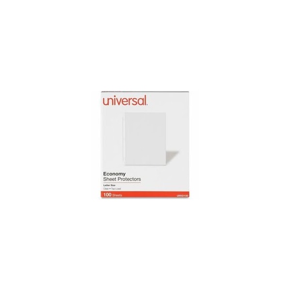 Universal Standard Sheet Protectors, Light-Duty, Side: 3-Hole Punched, Top Load 8.5 x 11 Insert, 100PK UNV21130 - main
