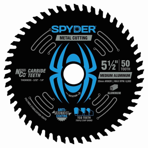Spyder 5-1/2-Inch 50-Tooth Saw Blade for Medium Aluminum 13520 - main