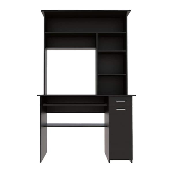 Homeroots 43" Black Computer Desk With Hutch 403842 - main