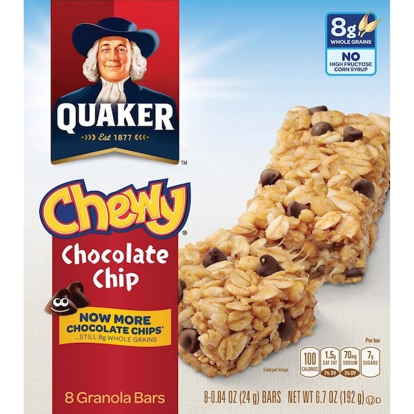 Quaker Oats Chocolate Chip Chewy Granola Bars, 8 PK 31182 - main