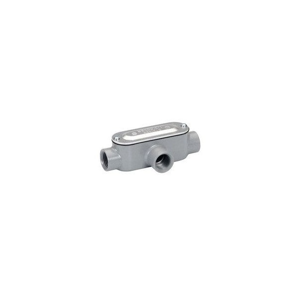 Bridgeport 1-1/4 in T-Style Aluminum Conduit Body with Cover and Gasket T-48CG - main