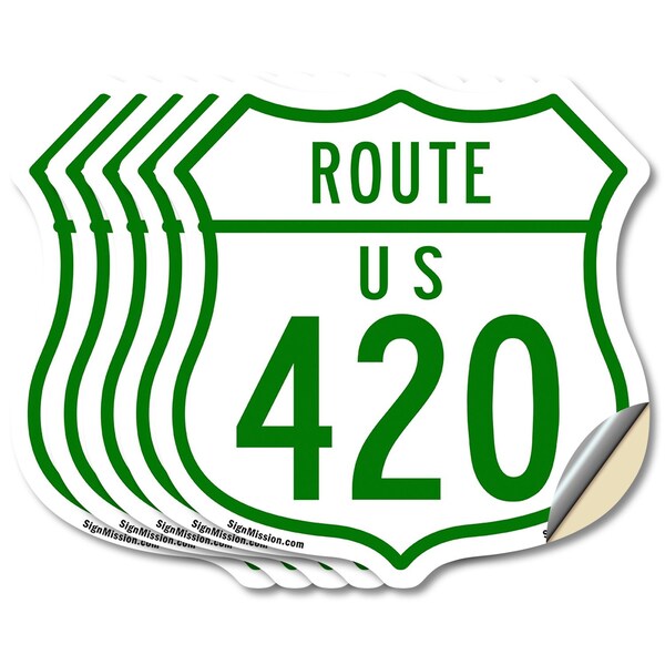 Signmission Route Marker Shield Sign Us 420, 6 inch X 6 inch, Vinyl Decal, 5PK SHI-D-5PACK-6-477 - main