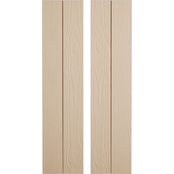 Ekena Millwork Rustic Two Board Joined Board-n-Batten Sandblasted Faux Wood Shutters w/No Batten, 11W x 54H, PR SHUBJN11X54SDPR - main