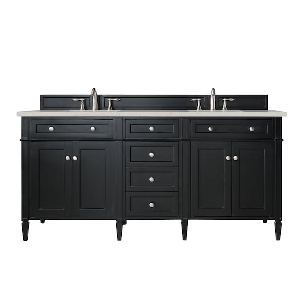 James Martin Vanities Brittany 72" Double Vanity, Black Onyx, w/ 3 CM Siberian Silestone Top w/FreePower Wireless Charger 650-V72-BKO-FSFR - main