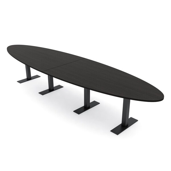 Skutchi Designs 14ft Oval Conference Table With Power | Harmony Series | 12 Person Meeting Room Table HAR-OVL-48X168-T.BK-U999ST19-NA - main