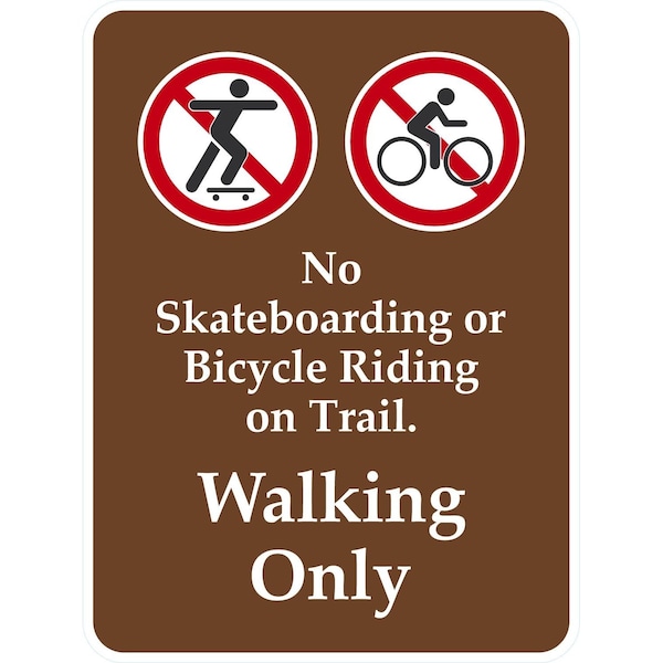 Lyle No Skateboarding or Bicycle Riding On Trail. Walking, 18x24, High Intensity Prismatic, White G-10489-HI_18x24 - main