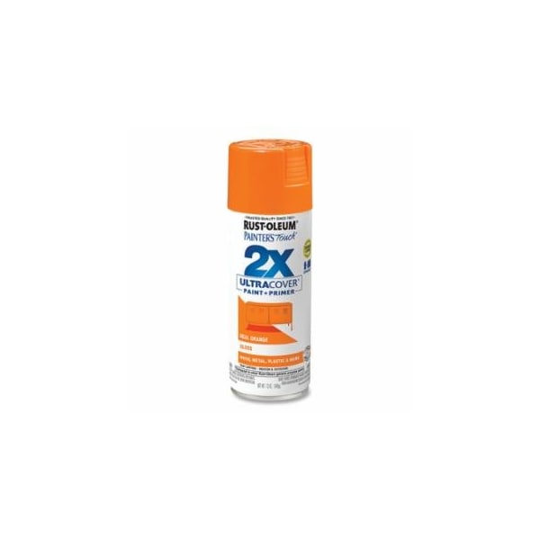 Rust-Oleum Painter's Touch 2X Ultra Cover Gloss Spray Paints + Primer, 12 oz, Aerosol Can, Real Orange, 6PK 647-334043 - main