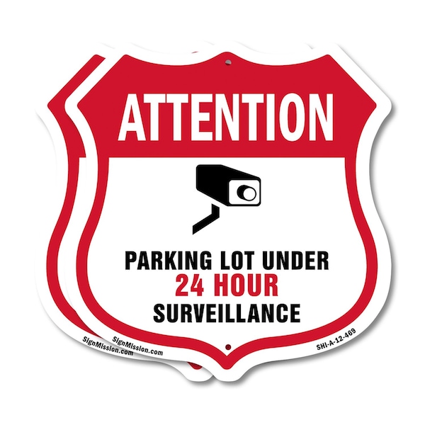 Signmission Video Surveillance Shield Sign Attention, 12 inch X 12 inch, Aluminum Metal Sign, 2PK SHI-A-2PACK-12-469 - main