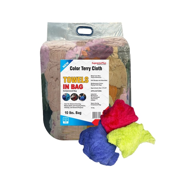 Supremeplus New Color Terry Towel Cleaning Rags, 10 lbs. Bag SP-6410 - main