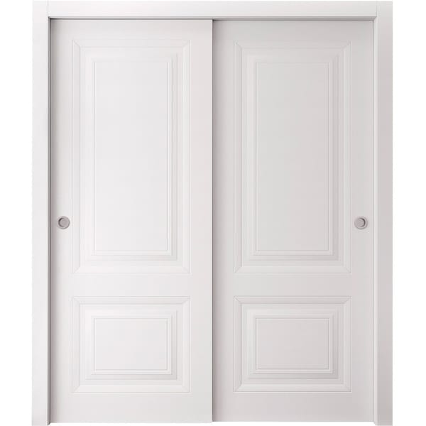 Sartodoors Sliding Closet Bypass Doors 84 x 96 inches, BASIC 9422 White, Rails Hardware Set, Wood Solid Bedr BASIC9422DBD-SKIN-8496 - main