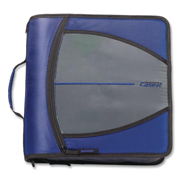 Case It Mighty Zip Tab Binder, 3 Rings, 3" Capacity, 11 x 8.5, Blue D-146-BLUE - main