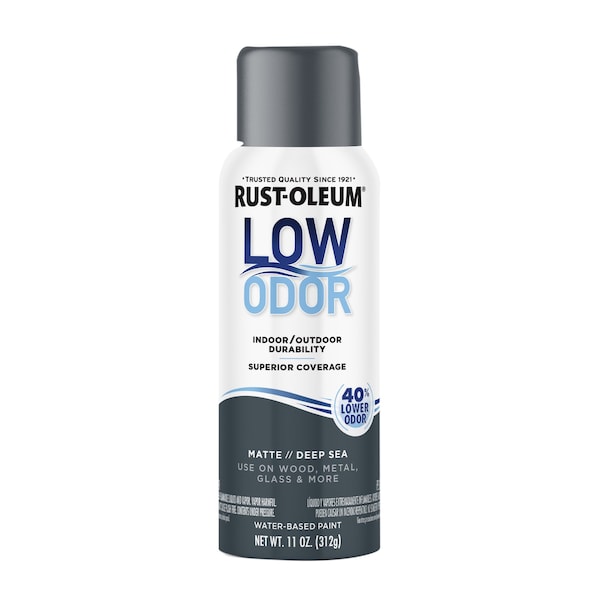 Rust-Oleum Low Odor Water Based Spray Paint, Deep Sea, Matte, 11 oz 388285 - main