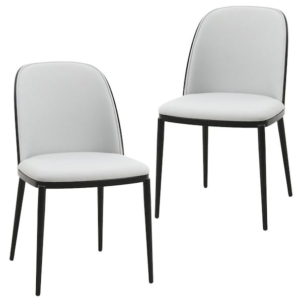 Leisuremod Tule Dining Side Chair with Velvet Seat and Steel Frame, Black/Platinum Blue, 2PK TCBL18BU2 - main