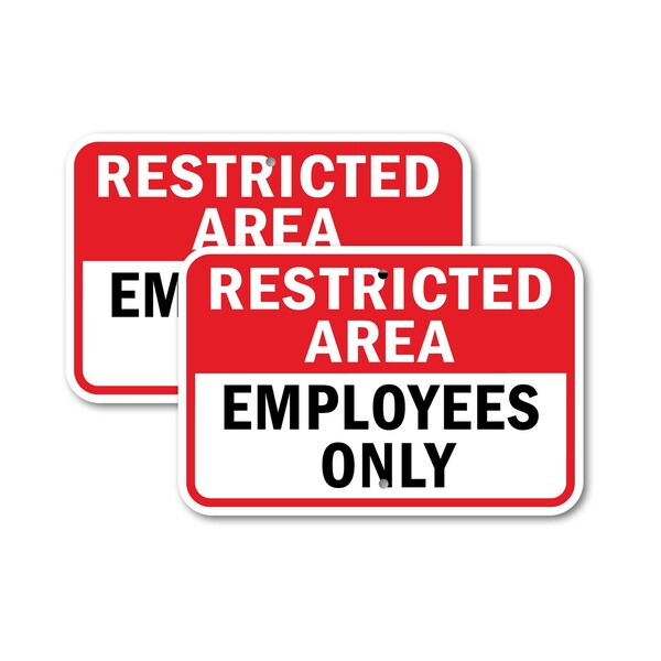 Signmission Restricted Area Employees Only, 12'' X 18'' 2 Signs, Heavy Gauge Aluminum, 2PK A-1218-2PACK-2890 - main