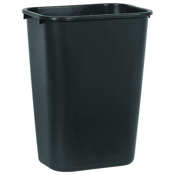 Rubbermaid 2957 Waste Basket, 41.25 qt Capacity, Plastic, Black, 19-7/8 in H FG295700BLA - main