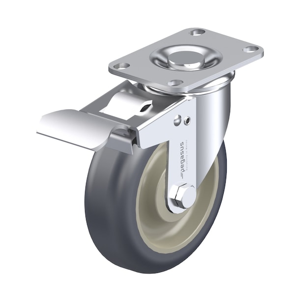 Pegasus Castr, Swivl Plte, Gray Urethan, 175 lb., Tl P12S-UP030D-12-TB - main