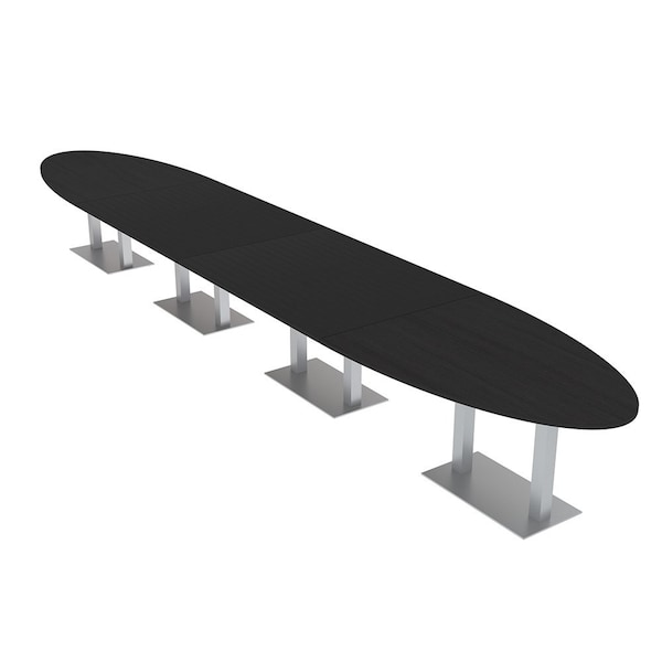 Skutchi Designs Oval Conference Table With Power Unit, 48 in W, 240 in L, Black HAR-OVL-48X240-DOU-U999ST19-NA - main