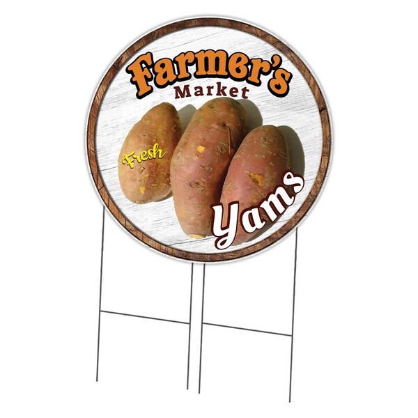 Signmission Farmers Market Yams Double Sided Corrugated Plastic Circle Yard Sign, C-36-CIR-DS-WS-Yams C-36-CIR-DS-WS-Yams - main