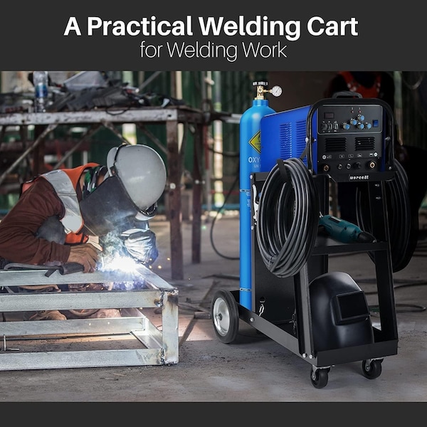 Wrightmaster Welding Cart for TIG, MIG Welders & Plasma Cutters Tilt-Table, Large Storage, and Heavy-Duty Wheels ZR-DHC02 - main