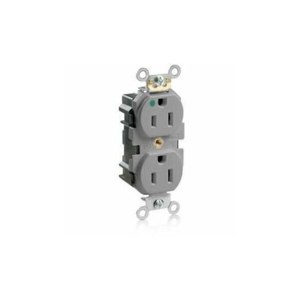 Leviton Straight Blade Receptacle, 5-15R, 15 A, 125V AC, Self-Grounded MT820-GY - main