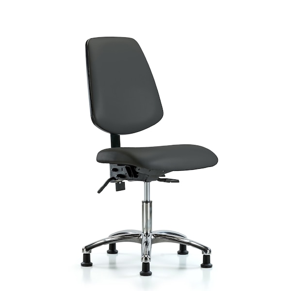 Blue Ridge Ergonomics Desk Chair Desk Chair, Vinyl, Med, Bk, Chrm, Glides, Gry, No Arms, 18" to 23" Height, Vinyl, Charcoal BR-VDHCH-MB-CR-T0-A0-RG-8605 - main