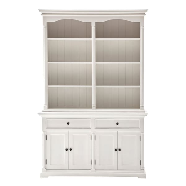 Homeroots 87" White Wood Sideboard with Hutch and Two Drawers 397129 - main