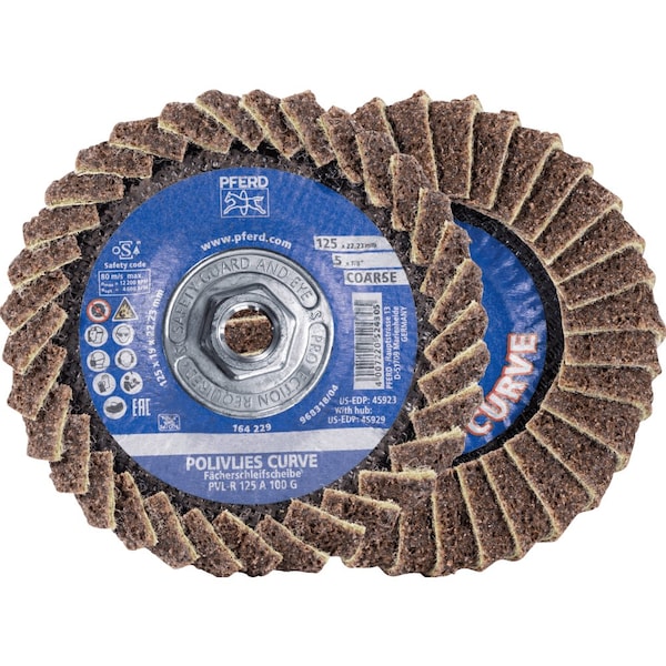 Pferd PFERD Flap Disc, PVL-R, POLIVLIES CURVE, 5in x 5/8-11, Coarse, Aluminum oxide 45929 - main