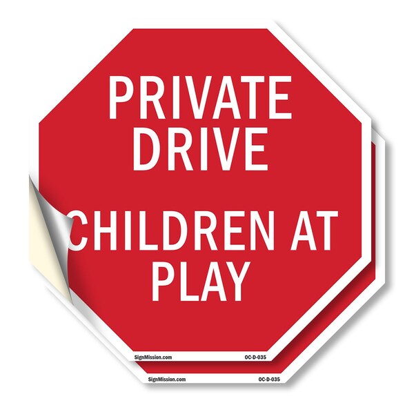 Signmission Private Drive Children at Play, 4 inch X 4 inch, Vinyl Decal, 2PK OC-D-2PACK-4-35 - main