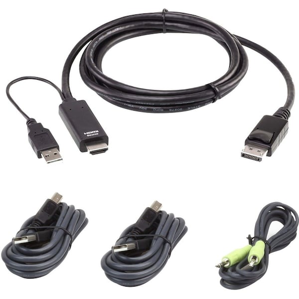 Aten 6FT DUAL DISPLAY USB & HDMI TO CABLDP UNIVERSAL SECURE KVM CABLE 2L7D02UHDPX4 - main