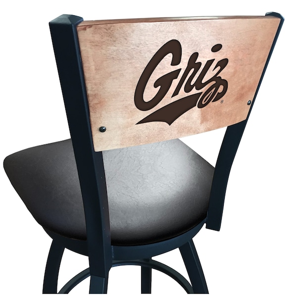 Holland Bar Stool Co 25" Blk Wrinkle Montana Swivel Bar Stool, Laser Engraved Back L03825BWMedMplAMontUnBlkVinyl - main