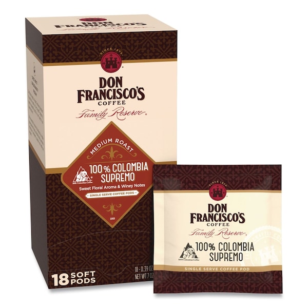 Don Franciscos Coffee Columbia Supremo Coffee Soft Pods, 18PK FGS14506 - main
