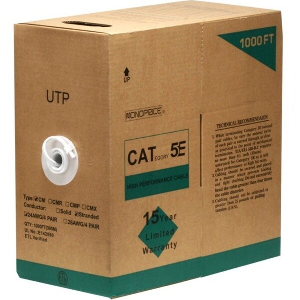 Monoprice CAT5E UTP STRANDED (CM) 1000FT - WHITE 892 - main