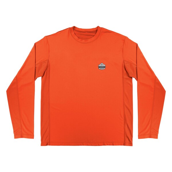 Ergodyne Cooling Long Sleeve T-Shirt, Main body: 92% polyester, 8% spandex, Mesh: 100% polyester, Orange, M 6689 - main