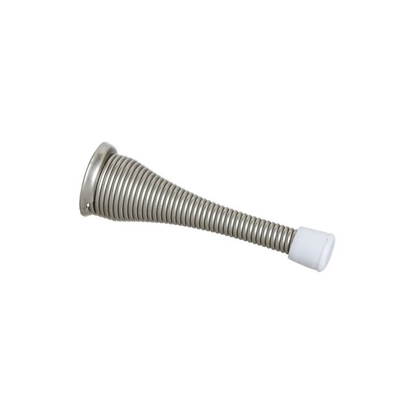 National Hardware Door Stop, 3-43/64 in L, 3 in Projection, Rubber/Steel, Satin Nickel, 2PK N331-140 - main