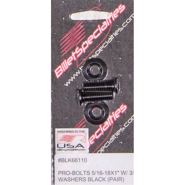 Billet Specialties BLK66110 0.312-18 x 1 in. Stainless Steel Bolts, Black BSPBLK66110 - main