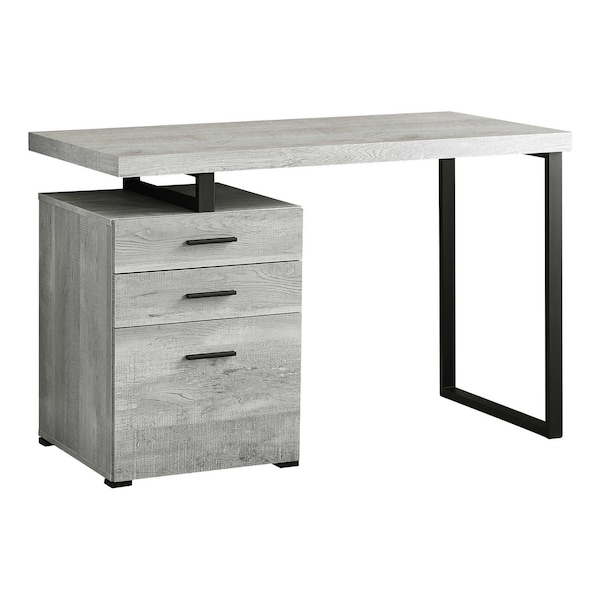 Homeroots 47" Gray and Black Computer Desk With Three Drawers 333510 - main
