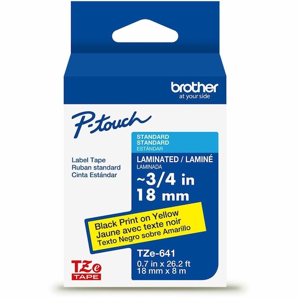 Brother Label/Ribbon Cartridge, Yellow, 3/4 in W TZE641G - main