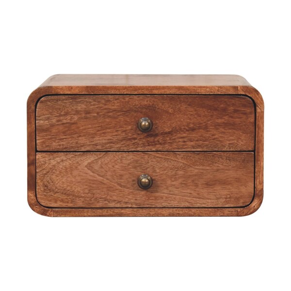 Homeroots 18" Brown Solid Wood Two Drawer Floating Nightstand 651543 - main