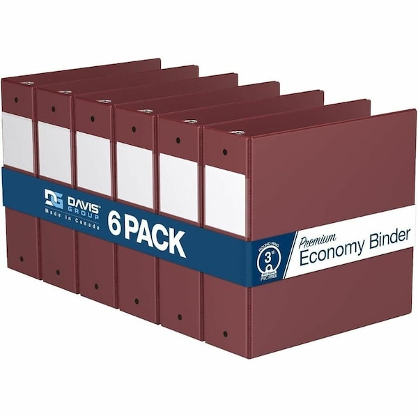 Davis Group Premium Economy, Round Ring, Binder, (Burgundy, 3"), PK6 2314-08-06 - main