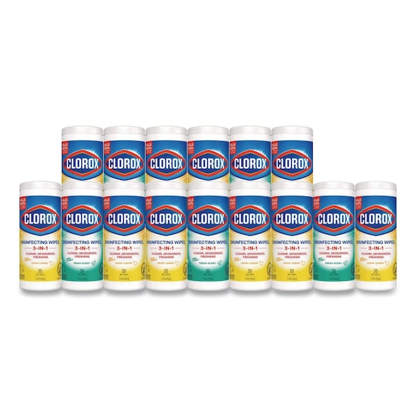 Clorox Disinfecting Wipes, Cleaning Wipes, 1-Ply, 7 x 8, Fresh Scent/Citrus Blend, 35 Wipes, 15PK CLO 30112 - main