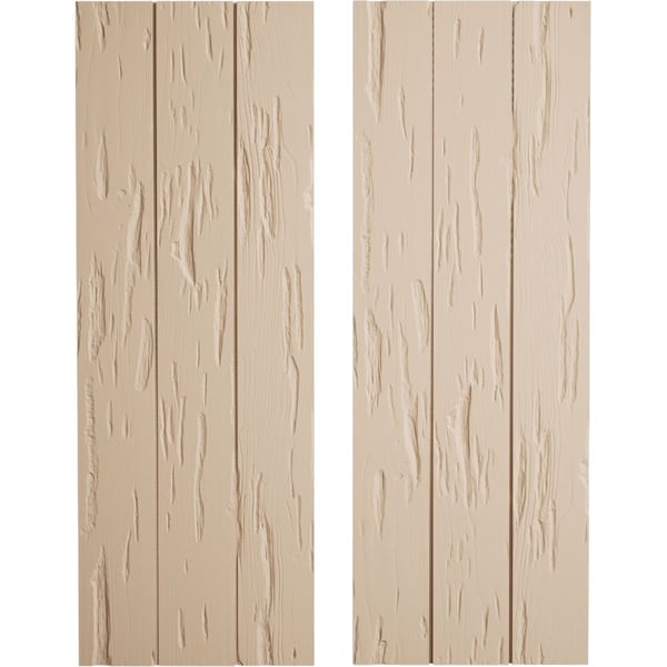 Ekena Millwork Rustic 3 Board Joined Board-n-Batten Pecky Cypress Faux Wood Shutters w/No Batten, 16 1/2"W x 54"H SHUBJN16X54PCPR - main