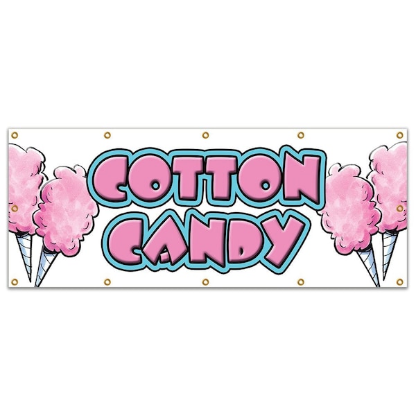 Signmission COTTON CANDY BANNER SIGN cart stand trailer signs fairy floss fresh B-120 Cotton Candy - main