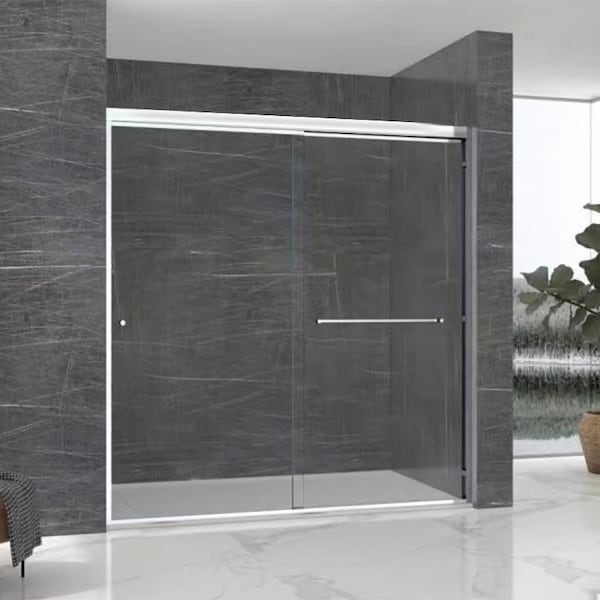 Fab Glass And Mirror Bypass Sliding Shower Door Sorrento Economy Series Adjustable 56in-60in Width 72in Height - Semi-F SHSO60X72CH - main