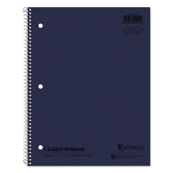 Oxford Earthwise by Recycled 1-Subject Notebook, Quad Rule, Random Covers, 80 11 x 8.5 Sheets 25-451R - main